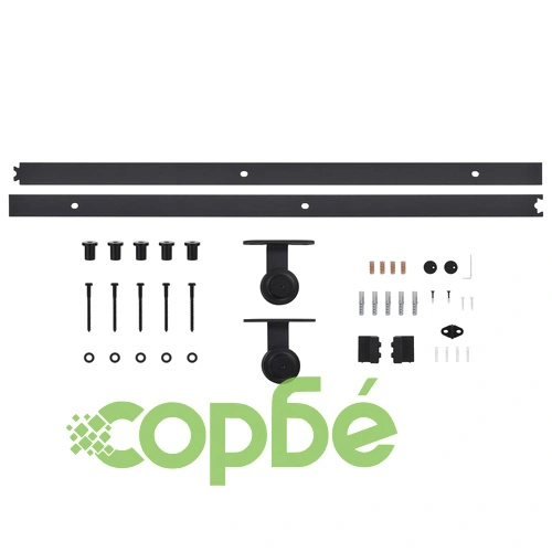 Плъзгаща врата с монтажни части, 90x210 см, борово дърво масив ➤ топ цена ➤ sorbe.bg