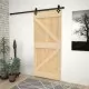 Плъзгаща врата с монтажни части, 100x210 см, борово дърво масив