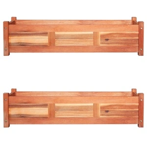 Градински повдигнати лехи, 2 бр, акациево дърво, 100x30x25 см