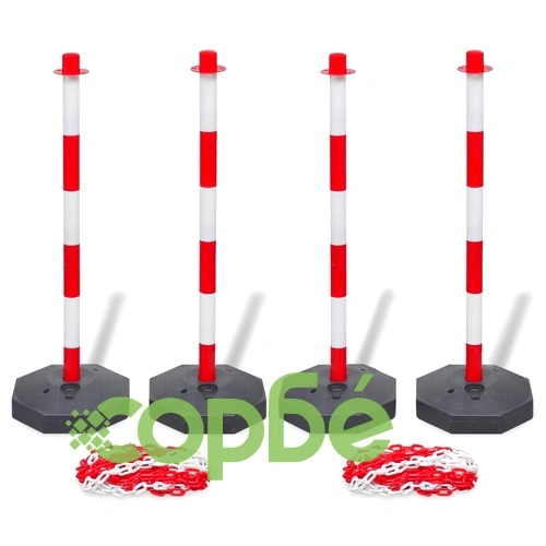 Комплект от 4 сигнални колчета и 2 пластмасови вериги по 10 м ➤ топ цена ➤ sorbe.bg