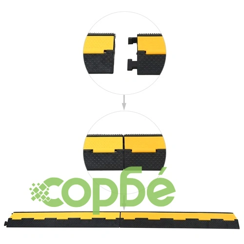 Защитни рампи за кабели, 2 бр, 2 канала, гума, 101,5 см ➤ топ цена ➤ sorbe.bg