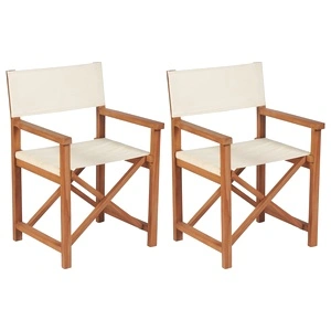 Сгъваеми режисьорски столове, 2 бр, тиково дърво масив