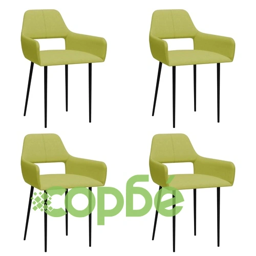 Трапезни столове, 4 бр, зелени, текстил ➤ топ цена ➤ sorbe.bg