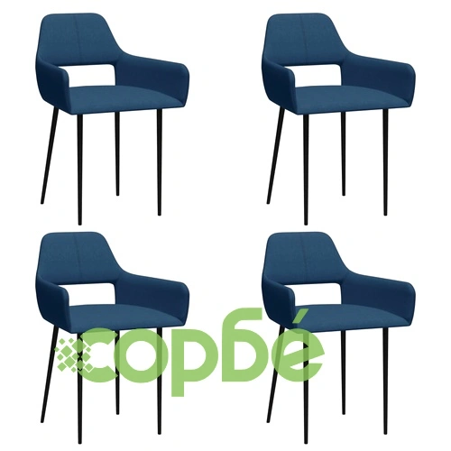 Трапезни столове, 4 бр, сини, текстил ➤ топ цена ➤ sorbe.bg