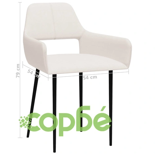 Трапезни столове, 6 бр, кремави, текстил ➤ топ цена ➤ sorbe.bg