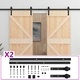 Плъзгаща врата с монтажни части, 80x210 см, борово дърво масив