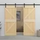 Плъзгаща врата с монтажни части, 100x210 см, борово дърво масив