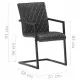 Конзолни трапезни столове, 6 бр, черни, естествена кожа