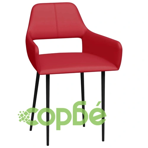 Трапезни столове, 6 бр, червени, изкуствена кожа ➤ топ цена ➤ sorbe.bg