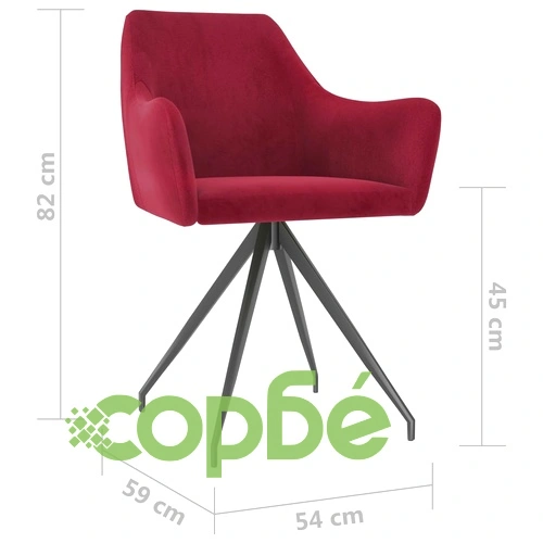 Трапезни столове, 4 бр, виненочервени, кадифе ➤ топ цена ➤ sorbe.bg