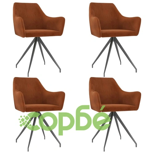Трапезни столове, 4 бр, кафяви, кадифе ➤ топ цена ➤ sorbe.bg