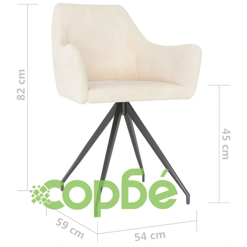 Трапезни столове, 4 бр, кремави, кадифе ➤ топ цена ➤ sorbe.bg