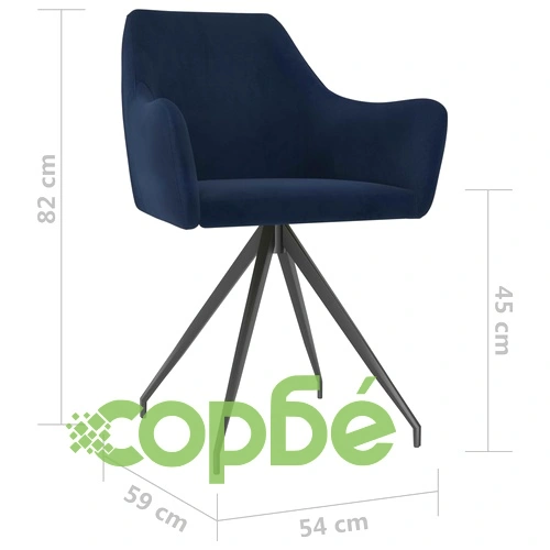 Трапезни столове, 6 бр, сини, кадифе ➤ топ цена ➤ sorbe.bg