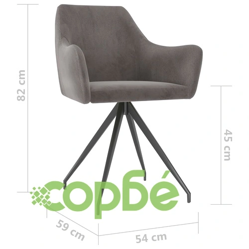 Трапезни столове, 6 бр, тъмносиви, кадифе ➤ топ цена ➤ sorbe.bg