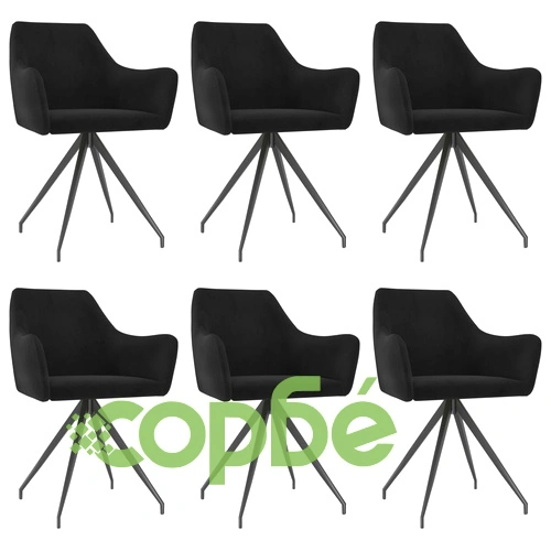 Трапезни столове, 6 бр, черни, кадифе ➤ топ цена ➤ sorbe.bg