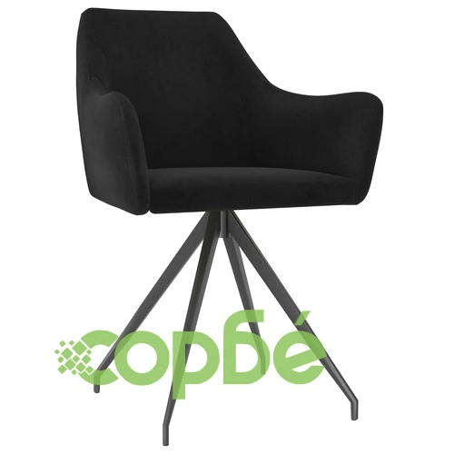 Трапезни столове, 6 бр, черни, кадифе ➤ топ цена ➤ sorbe.bg