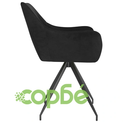 Трапезни столове, 6 бр, черни, кадифе ➤ топ цена ➤ sorbe.bg