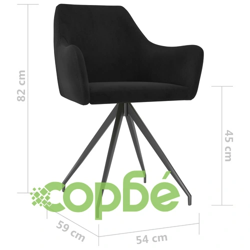 Трапезни столове, 6 бр, черни, кадифе ➤ топ цена ➤ sorbe.bg