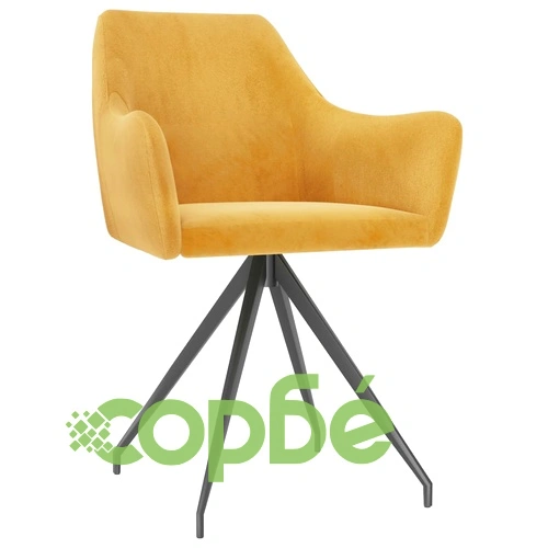 Трапезни столове, 6 бр, жълти, кадифе ➤ топ цена ➤ sorbe.bg