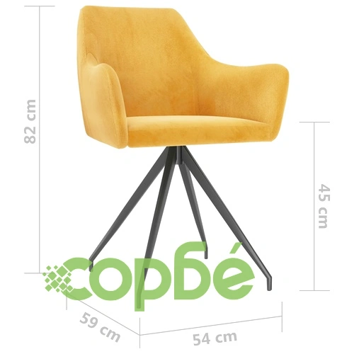 Трапезни столове, 6 бр, жълти, кадифе ➤ топ цена ➤ sorbe.bg