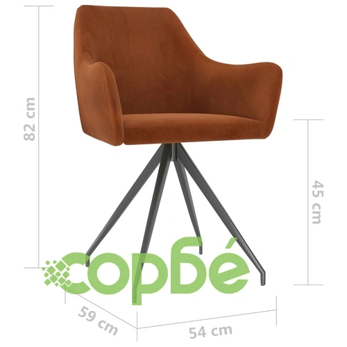 Трапезни столове, 6 бр, кафяви, кадифе ➤ топ цена ➤ sorbe.bg