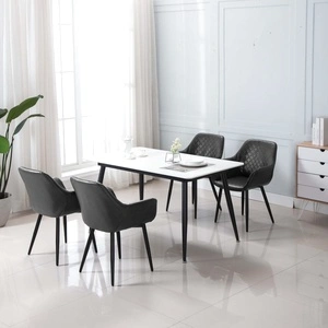Трапезни столове, 4 бр, сиви, изкуствена кожа