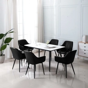 Трапезни столове, 6 бр, черни, изкуствена кожа