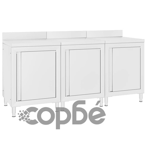 Търговска работна маса с шкаф 180x60x96 см неръждаема стомана ➤ топ цена ➤ sorbe.bg