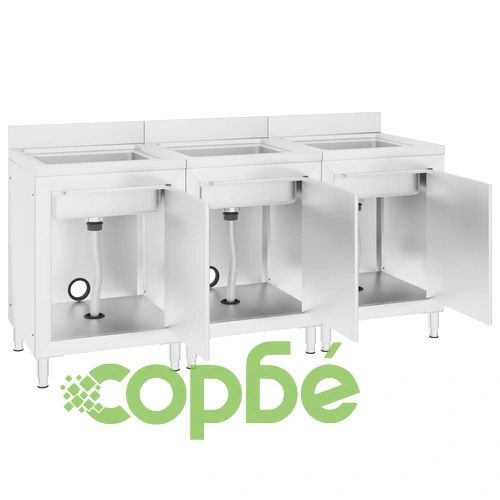 Търговски кухненски шкафове за мивки 3 бр неръждаема стомана ➤ топ цена ➤ sorbe.bg