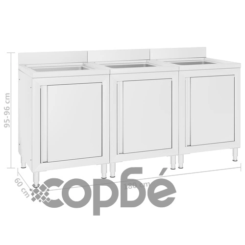 Търговски кухненски шкафове за мивки 3 бр неръждаема стомана ➤ топ цена ➤ sorbe.bg