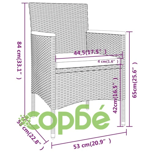 Градински комплект, 5 части, полиратан и акация, черен ➤ топ цена ➤ sorbe.bg