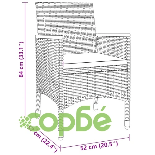 Градински трапезен комплект, 3 части, полиратан, сив ➤ топ цена ➤ sorbe.bg