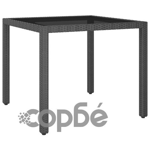 Градински трапезен комплект, 3 части, полиратан, черен ➤ топ цена ➤ sorbe.bg