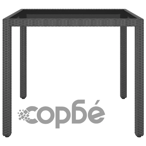 Градински трапезен комплект, 3 части, полиратан, черен ➤ топ цена ➤ sorbe.bg