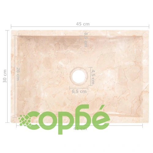 Шкаф за баня от тиково дърво масив с кремава мивка от мрамор ➤ топ цена ➤ sorbe.bg