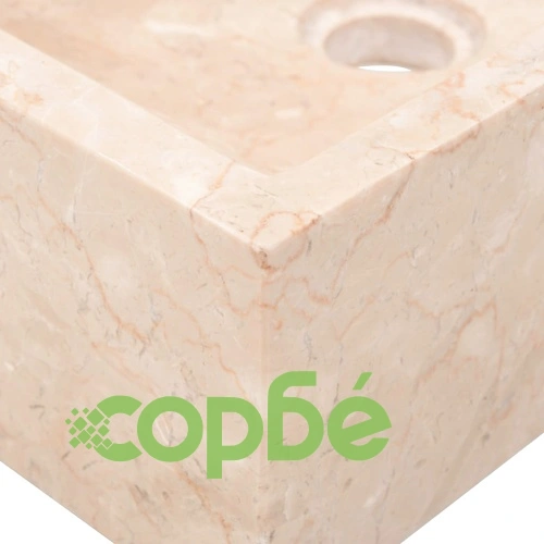 Шкаф за баня от тиково дърво масив с кремава мивка от мрамор ➤ топ цена ➤ sorbe.bg