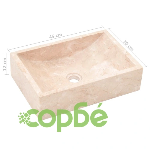 Шкаф за баня от тиково дърво масив с кремава мивка от мрамор ➤ топ цена ➤ sorbe.bg