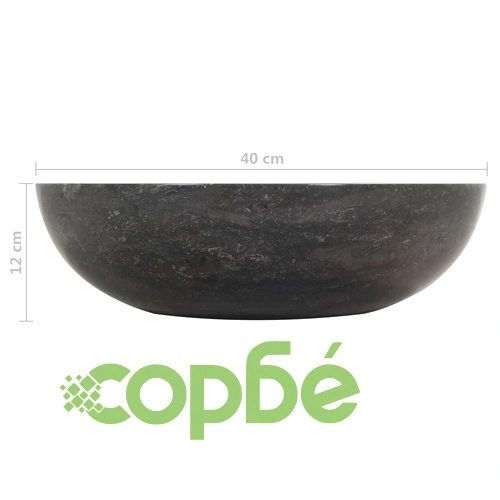 Шкаф за баня от тиково дърво масив с черна мивка от мрамор ➤ топ цена ➤ sorbe.bg