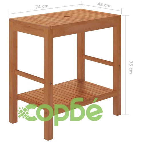Шкаф за баня от тиково дърво масив с черна мивка от мрамор ➤ топ цена ➤ sorbe.bg