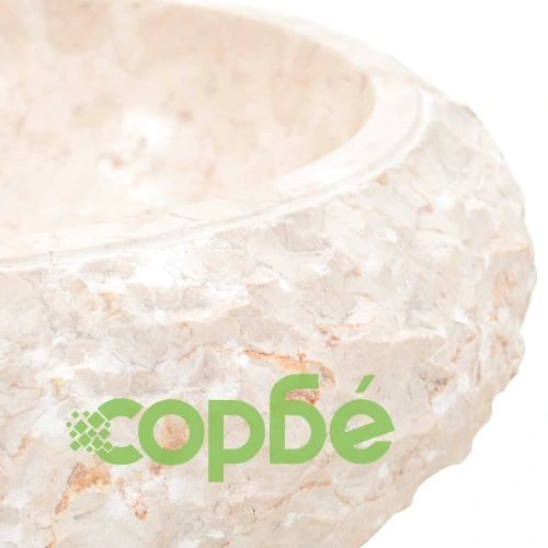 Шкаф за баня от тиково дърво масив с кремава мивка от мрамор ➤ топ цена ➤ sorbe.bg