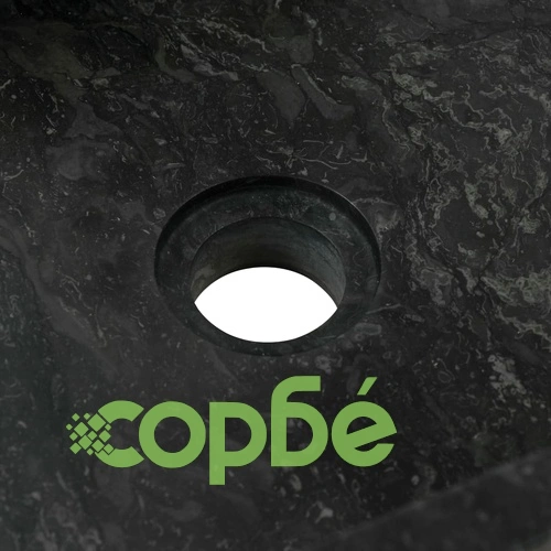 Шкаф за баня от тиково дърво масив с черна мивка от мрамор ➤ топ цена ➤ sorbe.bg