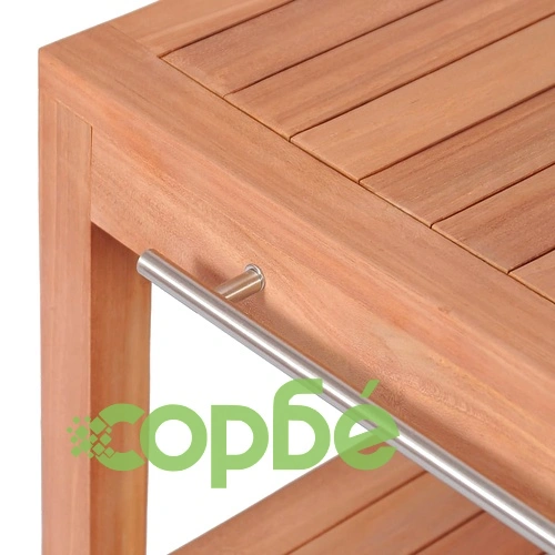 Шкаф за баня от тиково дърво масив с кремави мивки от мрамор  ➤ топ цена ➤ sorbe.bg