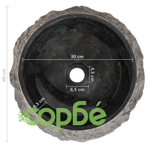 Шкаф за баня от тиково дърво масив с мраморни мивки в черно  ➤ топ цена ➤ sorbe.bg