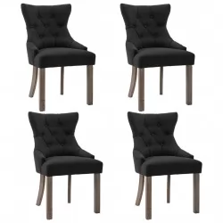 Трапезни столове, 4 бр, черни, текстил