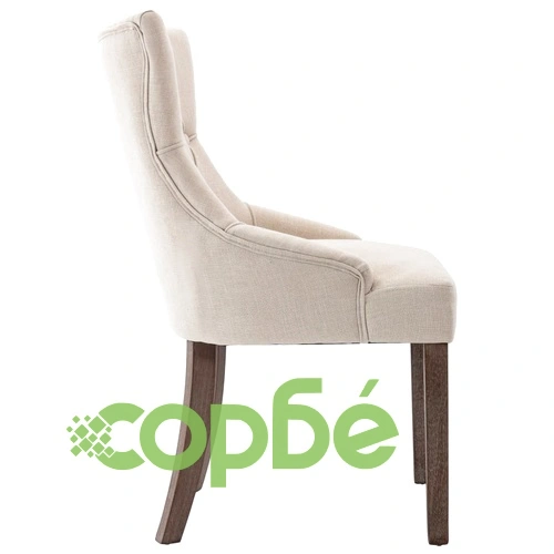Трапезни столове, 6 бр, бежови, текстил ➤ топ цена ➤ sorbe.bg