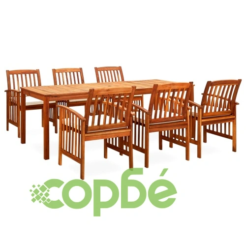 3058090  7 Piece Garden Dining Set with Cushions Solid Acacia Wood (45963+2x312129) ➤ топ цена ➤ sorbe.bg