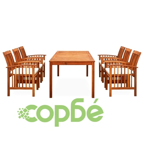 3058090  7 Piece Garden Dining Set with Cushions Solid Acacia Wood (45963+2x312129) ➤ топ цена ➤ sorbe.bg