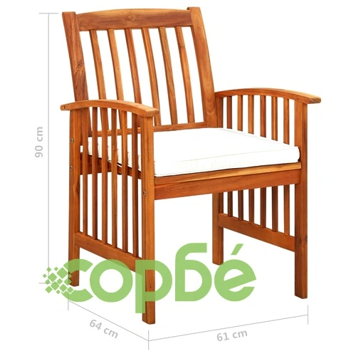 3058090  7 Piece Garden Dining Set with Cushions Solid Acacia Wood (45963+2x312129) ➤ топ цена ➤ sorbe.bg