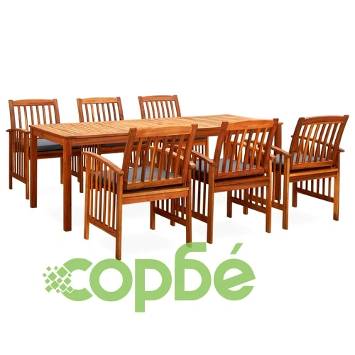 3058092  7 Piece Garden Dining Set with Cushions Solid Acacia Wood (45963+2x312131) ➤ топ цена ➤ sorbe.bg