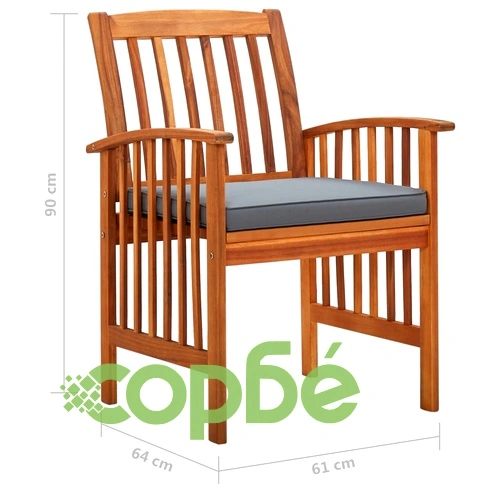 3058093  9 Piece Garden Dining Set with Cushions Solid Acacia Wood (45963+312130+2x312131) ➤ топ цена ➤ sorbe.bg
